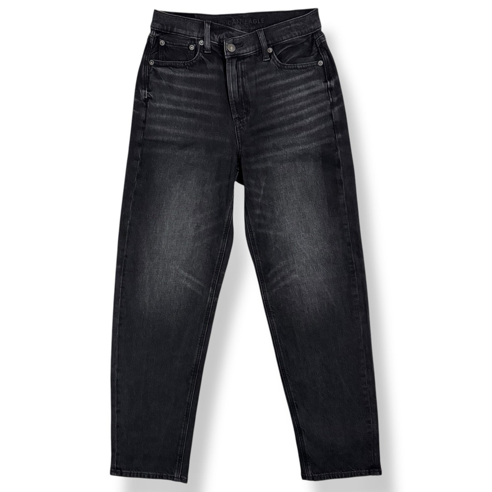 American Eagle Strigid‎ Super High Waist Crossover Baggy Straight Jeans Size 0 S